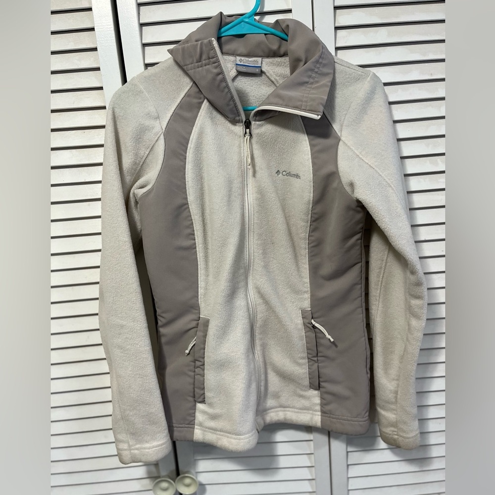 🔥 Columbia Women's White/Gray Fleece Jacket Size Small